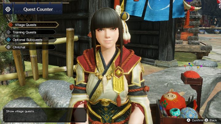 Jeśli chcecie potrenować w terenie, porozmawiajcie z dziewczyną siedzącą na czerwonej ławce - Monster Hunter Rise: Porady na start - Monster Hunter Rise - poradnik do gry