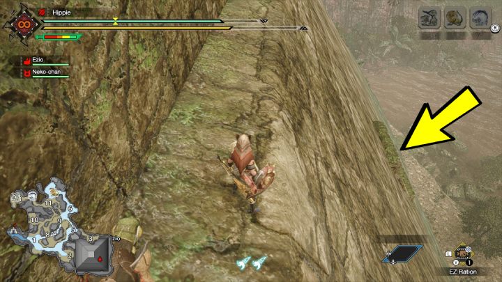 Po skręceniu w lewo spójrzcie w dół, znajduje się tam wejście do sekretnego pokoju - Monster Hunter Rise: Kwazelkobra - jak znaleźć? - Monster Hunter Rise - poradnik do gry