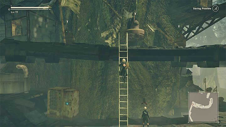 Pojawi się okazja do tego żeby rozejrzeć się po wiosce maszyn - NieR Automata: 5 Rozdział, Route A - solucja, opis przejścia - NieR Automata - poradnik do gry
