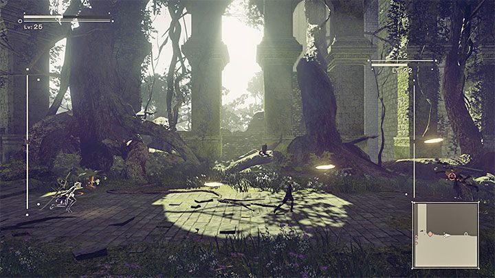 Do niebezpiecznych ataków A2 dochodzi po tym jak kamera odsunie się nieco do tyłu - jest to sygnał, że boss przygotowuje się do jednego z unikalnych ciosów - NieR Automata: 6 Rozdział, Route A - solucja, opis przejścia - NieR Automata - poradnik do gry