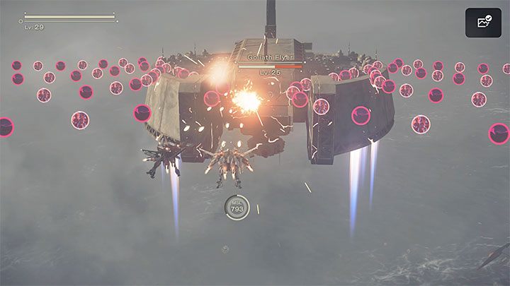 Goliath Flyer co pewien czas będzie też wystrzeliwał w Waszą stronę duże samonaprowadzalne rakiety - NieR Automata: 7 Rozdział, Route A - solucja, opis przejścia - NieR Automata - poradnik do gry