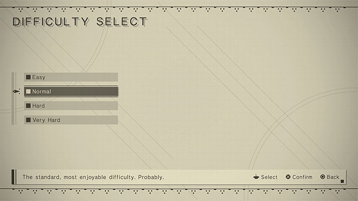 NieR Automata предлагает 4 основных уровня сложности, но вы должны знать, что в описываемой постановке уровни сложности различаются очень четко - игра может быть очень простой (или даже заменить игрока в некоторых действиях) с низким уровнем сложности и в то же время - NieR Automata: Советы по началу работы - Руководство по игре NieR Automata