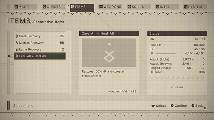 W dalszej fazie rozgrywki możecie też odnajdywać silniejsze specyfiki lub lekarstwa o dodatkowym działaniu - NieR Automata: Leczenie - jak poprawiać zdrowie? - NieR Automata - poradnik do gry