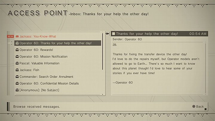 Zleceniodawca questu: Odczytanie e-maila (Desert Zone) - NieR Automata: Pustynia - solucja, misje poboczne - NieR Automata - poradnik do gry
