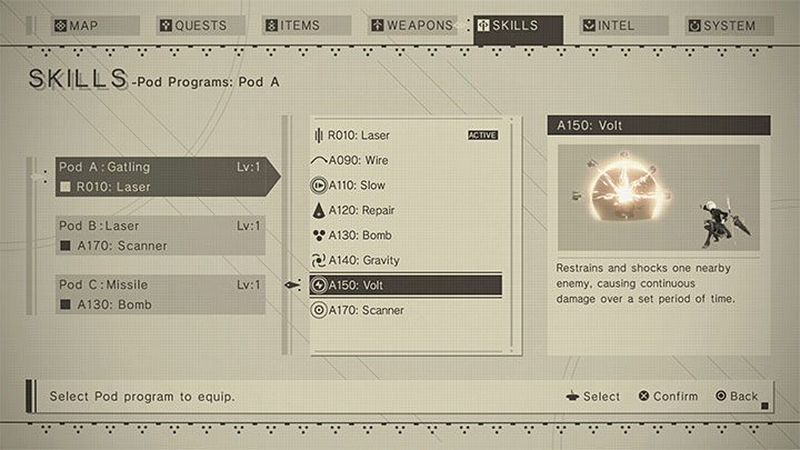 Nazwa programu / aktywnej umiejętności jest w pierwszej kolumnie tabeli - NieR Automata: Lista programów podów - NieR Automata - poradnik do gry