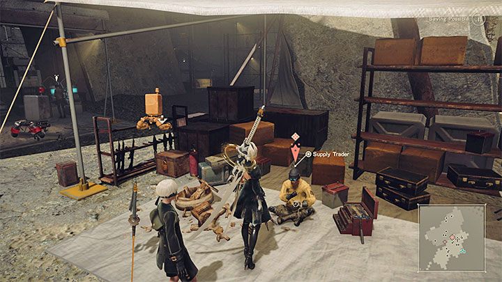 Supply Trader jest dostępny od samego początku gry, przy czym w trakcie pierwszej wizyty w obozie w rozdziale 2 otrzymacie od niego poboczny quest The Supply Traders Request - NieR Automata: Lista handlarzy - NieR Automata - poradnik do gry
