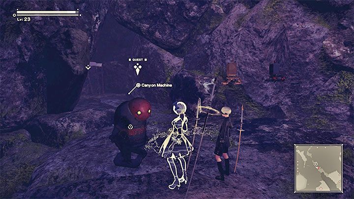 Canyon Machine to maszyna, która jest zleceniodawcą pobocznego questu Lord of the Valley rozpocyznanego w wąwozie w lesie - NieR Automata: Lista handlarzy - NieR Automata - poradnik do gry