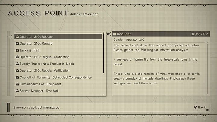 Zleceniodawca questu: Operator 21O - NieR Automata: Bunkier - solucja, misje poboczne - NieR Automata - poradnik do gry
