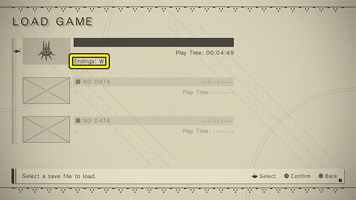 Wszystkie obejrzane zakończenia są zapisywane na Waszym aktualnym sejwie - NieR Automata: Lista zakończeń - NieR Automata - poradnik do gry