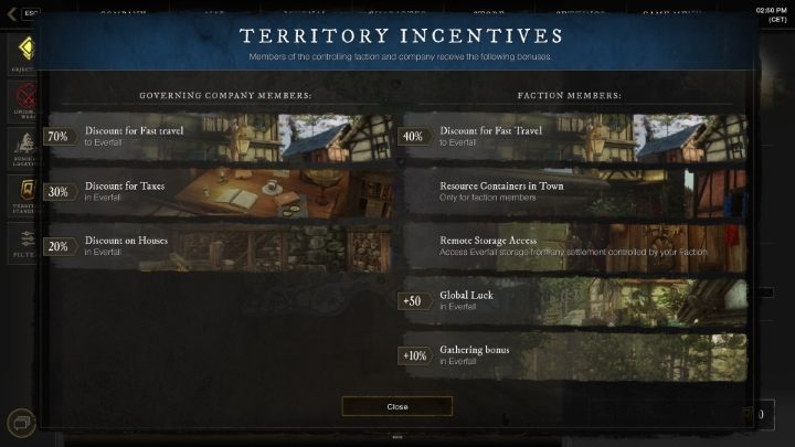 Przejęcie danego terytorium przez frakcję sprawia, że jej członkowie otrzymują różne bonusy przebywając na danym terenie - New World: Frakcje - New World - poradnik do gry