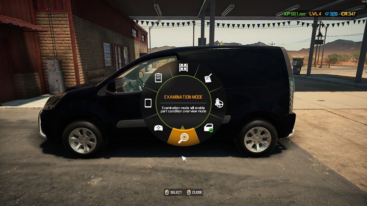 Включите меню колеса на машине и выберите режим обследования - Car Mechanic Simulator 2021: Fault Diagnosis - Car Mechanic Simulator 2021 - руководство по игре