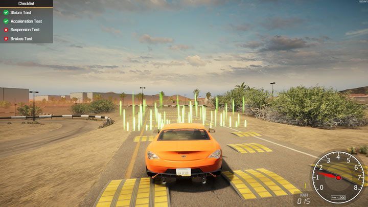 W teście przyspieszenia należy przejechać po wybrzuszeniach na drodze - Car Mechanic Simulator 2021: Tor testowy - Car Mechanic Simulator 2021 - poradnik do gry
