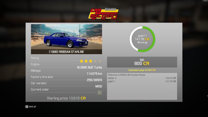 Jeśli kolor kółka jest zielony, wygrywacie aukcję - Car Mechanic Simulator 2021: Aukcje samochodowe - Car Mechanic Simulator 2021 - poradnik do gry