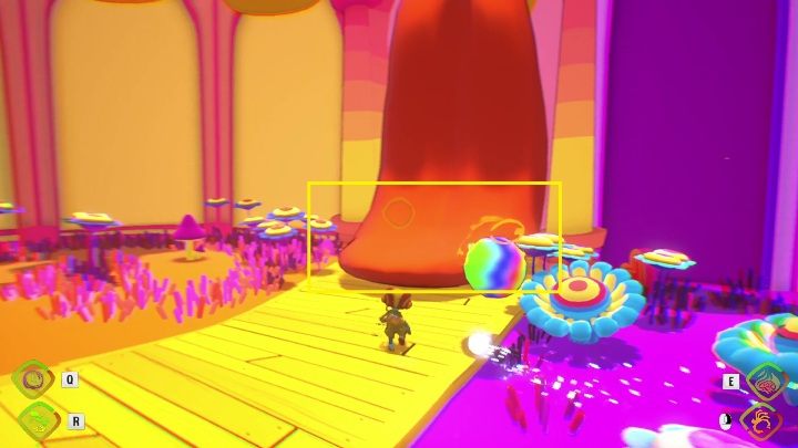 Aby wydostać się z tego pomieszczenia musicie chwycić tęczową kulkę i ułożyć ją na czubku języka - Psychonauts 2: PSI Kings Sensorium - solucja, opis przejścia - Psychonauts 2 - poradnik do gry