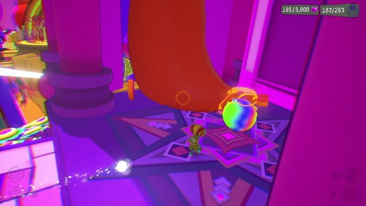 Aby dostać się do zakończenia etapu musicie jeszcze podnieść tęczową kulę i położyć ja na języku - Psychonauts 2: PSI Kings Sensorium - solucja, opis przejścia - Psychonauts 2 - poradnik do gry