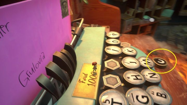 C leży centralnie przed maszyną do pisania - Psychonauts 2: Crullers Correspondence - solucja, opis przejścia - Psychonauts 2 - poradnik do gry