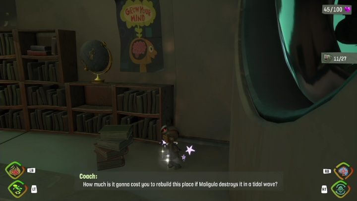 Ta karta znajduje się na prawej stronie pomieszczenia, koło globusa - Psychonauts 2: PSI Challenge Card, The Motherlobe - gdzie znaleźć? - Psychonauts 2 - poradnik do gry