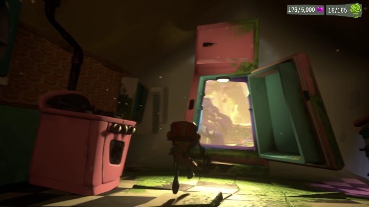 Drzwi od lodówki chwyćcie za pomocą telekinezy i sprawnie otwórzcie - Psychonauts 2: Bobs Bottles - solucja, opis przejścia - Psychonauts 2 - poradnik do gry
