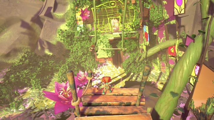 Idąc dalej musicie złapać się linii, rozhuśtać się i wskoczyć do kolejnego budynku - Psychonauts 2: Bobs Bottles - solucja, opis przejścia - Psychonauts 2 - poradnik do gry