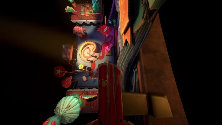 Gdy skończycie eksplorować cały teren możecie wdrapać się na szczyt drabiny, aby ukończyć ten etap musicie skoczyć z drewnianej platformy - Psychonauts 2: Lucrecias Lament - solucja, opis przejścia - Psychonauts 2 - poradnik do gry