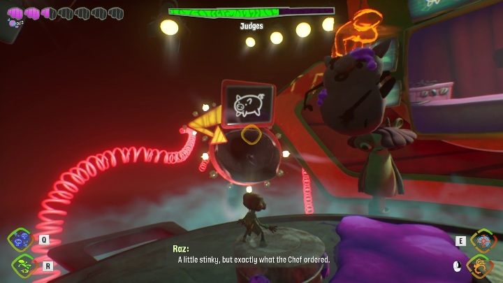 Zacznijcie od odnalezienia świni i wrzucenia jej do tunelu - Psychonauts 2: Judges boss - jak pokonać? - Psychonauts 2 - poradnik do gry