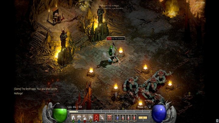 Kowal w Piekielnej Kuźni nie jest specjalnie silny, lecz ma wielu pobratymców, z przodu i z tyłu lokacji, więc warto ich wyciągać małymi grupami - Diablo 2 Resurrected: Piekielna Kuźnia - solucja, opis przejścia - Diablo 2 Resurrected - poradnik do gry