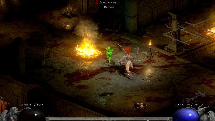 Andariel znajduje się w 3 pomieszczeniu na 4 poziomie Katakumb - dwa wcześniejsze oczyśćcie uprzednio z potworów - Diablo 2 Resurrected: Siostry Rzezi - solucja, opis przejścia - Diablo 2 Resurrected - poradnik do gry