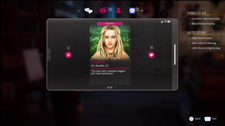 Zaraz po zakończeniu zadania w radiu, zabierzcie się za przejrzenie aplikacji randkowej - Life is Strange True Colors Wavelengths: Jesień - solucja, opis przejścia - Life is Strange True Colors - poradnik do gry