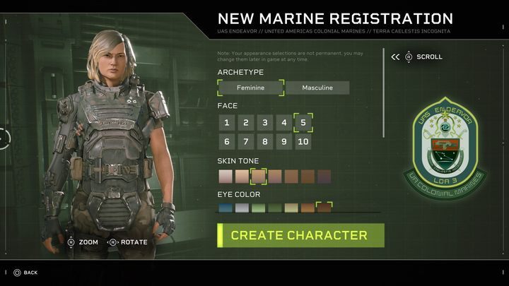 Kreator nie jest zbyt bardzo rozbudowany - Aliens Fireteam Elite: Kreator postaci - Aliens Fireteam Elite - poradnik do gry