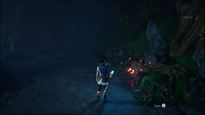 Po prawej stronie znajduje się Cursed Chest - Kena Bridge of Spirits: Mask Maker Path - solucja, opis przejścia - Kena Bridge of Spirits - poradnik do gry