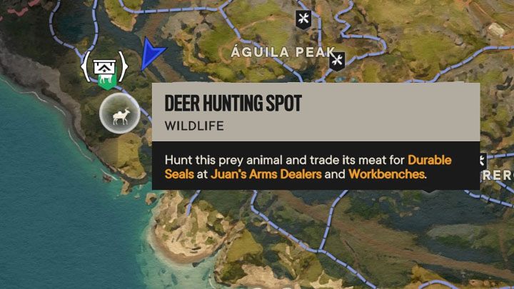 Lepszą metodą jest odwiedzanie miejsc do polowań (Hunting Spot) - Far Cry 6: Polowania na zwierzęta, łowienie ryb - Far Cry 6 - poradnik do gry