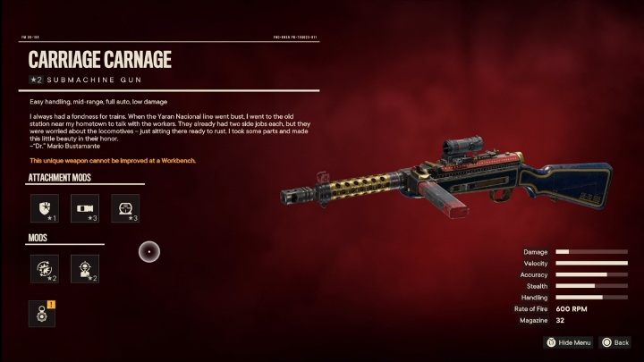 Cechy specjalne: Seryjny rzeźnik to pistolet maszynowy, który od startu posiada takie modyfikacje jak - Far Cry 6: Najlepsze bronie - lista - Far Cry 6 - poradnik do gry