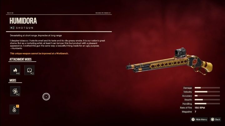 Cechy specjalne: Humidora to strzelba, która od startu posiada takie modyfikacje jak - Far Cry 6: Najlepsze bronie - lista - Far Cry 6 - poradnik do gry