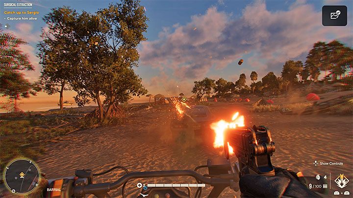 Skupcie się w pierwszej kolejności na bezbłędnej jeździe i zmniejszeniu dystansu do pojazdu prowadzonego przez Sergio - Far Cry 6: Chirurgiczna ewakuacja (Surgical Extraction) - solucja - Far Cry 6 - poradnik do gry
