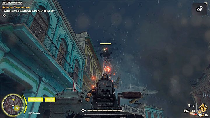 W końcowej części przeprawy nad Waszymi głowami może pojawić się wrogi śmigłowiec - Far Cry 6: Bitwa o Esperanzę (The Battle of Esperanza) - solucja, opis przejścia - Far Cry 6 - poradnik do gry