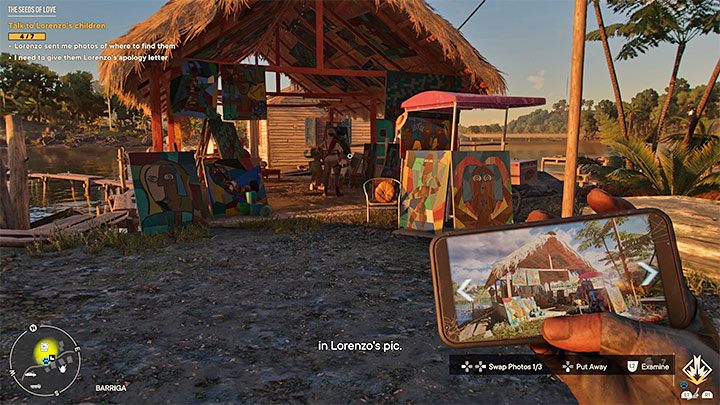 Na terenie miasteczka rozejrzyjcie się za chatką z wystawionymi przed nią dziełami sztuki - pokazuje ją dołączony obrazek - Far Cry 6: Owoce miłości (The Seeds of Love) - solucja, opis przejścia - Far Cry 6 - poradnik do gry