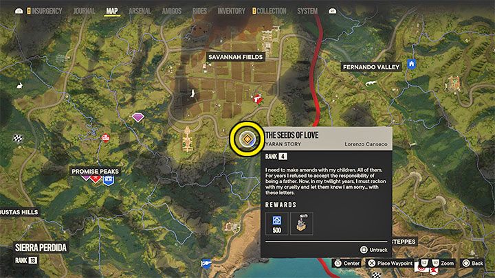 Dotrzyjcie do zaznaczonego na obrazku gospodarstwa, które jest we wschodniej części podregionu Sierra Perdida - Far Cry 6: Owoce miłości (The Seeds of Love) - solucja, opis przejścia - Far Cry 6 - poradnik do gry
