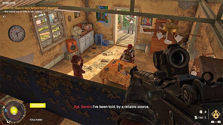 Pozostańcie w pozycji przykucniętej i zaczekajcie na podaszu na pojawienie się żołnierza - Far Cry 6: Nic do ukrycia (Nothing to Hide) - solucja, opis przejścia - Far Cry 6 - poradnik do gry