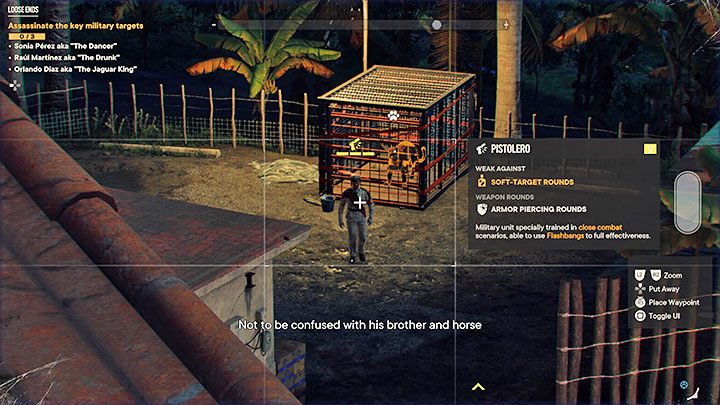 Orlando Diaz - The Jaguar King jest w pobliżu klatki, w której przetrzymywany jest jaguar - Far Cry 6: Niezatarte tropy (Loose Ends) - solucja, opis przejścia - Far Cry 6 - poradnik do gry
