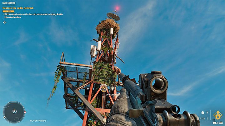 Czerwona antena z punktu 3 na mapie znajduje się na szczycie góry i plan działania zakłada zaliczenie wspinaczki - Far Cry 6: Radio Libertad - solucja, opis przejścia - Far Cry 6 - poradnik do gry