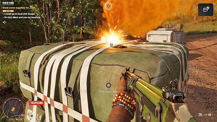 Na terenie wrogiego posterunku są 4 lokacje z zapasami do zbadania i możecie do nich docierać w dowolnej kolejności - Far Cry 6: Jedyny taki Juan (Juan of a Kind) - solucja, opis przejścia - Far Cry 6 - poradnik do gry