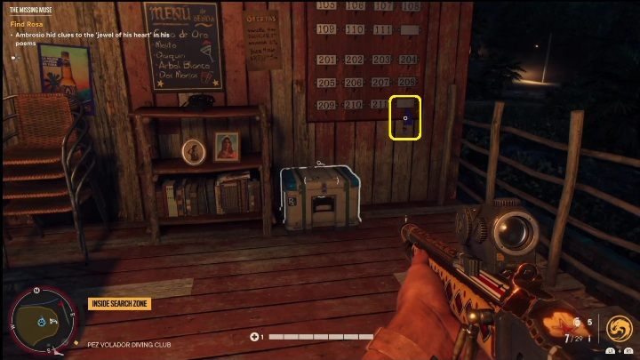 Swoje zadanie zacznijcie od zebrania klucza, który znajduje się przy recepcji - Far Cry 6: Zaginiona muza - Wyprawy po skarby (Valle De Oro) - Far Cry 6 - poradnik do gry