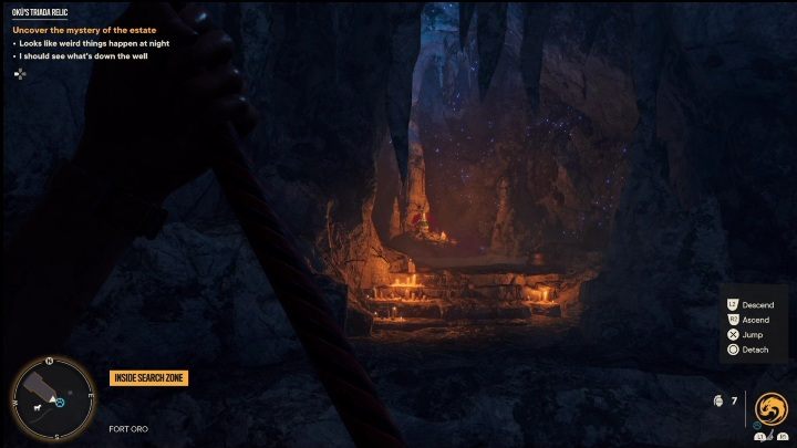 Tam możecie zebrać skarb, ale ostatecznie zadanie zakończy podniesienie reliktu, który znajduje się na kapliczce - Far Cry 6: Relikwia Triady Oku - Wyprawy po skarby (Valle De Oro) - Far Cry 6 - poradnik do gry