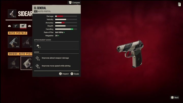 Cechy specjalne: El General to pistolet samopowtarzalny, który od startu posiada takie modyfikacje jak - Far Cry 6: Pistolety samopowtarzalne, Unikalne bronie - lista - Far Cry 6 - poradnik do gry