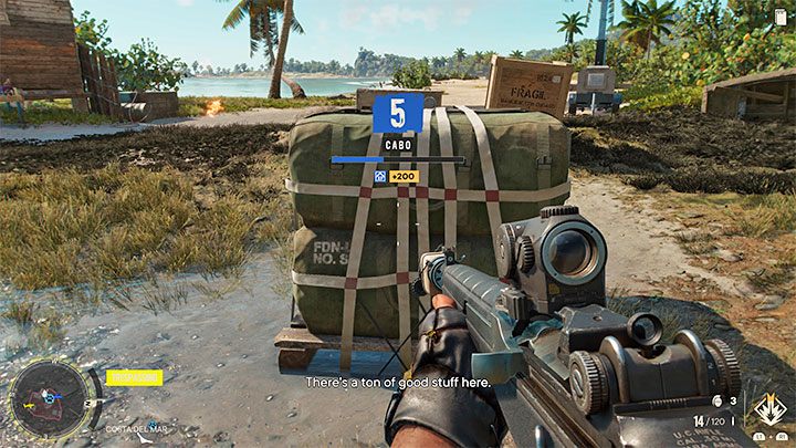 Dopiero po rozprawieniu się z wrogimi żołnierzami podejdźcie do dużego ładunku i przytrzymajcie na kilka sekund przycisk interakcji żeby ograbić go z zapasów - Far Cry 6: Trofeum Deszcz skarbów - jak zdobyć? - Far Cry 6 - poradnik do gry