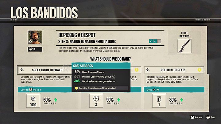 По прошествии достаточного количества времени с начала ранее выбранной операции вы сможете вернуться к таблице Los Bandidos и завершить ее основную часть - Far Cry 6: Operations Los Bandidos - Руководство по игре Far Cry 6