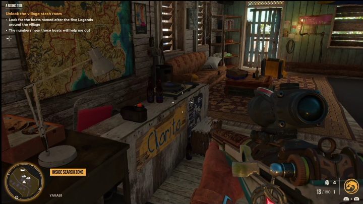 Czwarty przycisk leży na biurku, zaraz obok żółtego szyldu Clarito - Far Cry 6: Wzbierająca fala (A Rising Tide) - Wyprawy po skarby (El Este) - Far Cry 6 - poradnik do gry