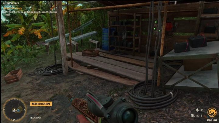 Po uruchomieniu wszystkich przełączników udajcie się do otwartej szopy, w której jest ostatnia wajcha - Far Cry 6: Przekazanie pałeczki - Wyprawy po skarby (El Este) - Far Cry 6 - poradnik do gry