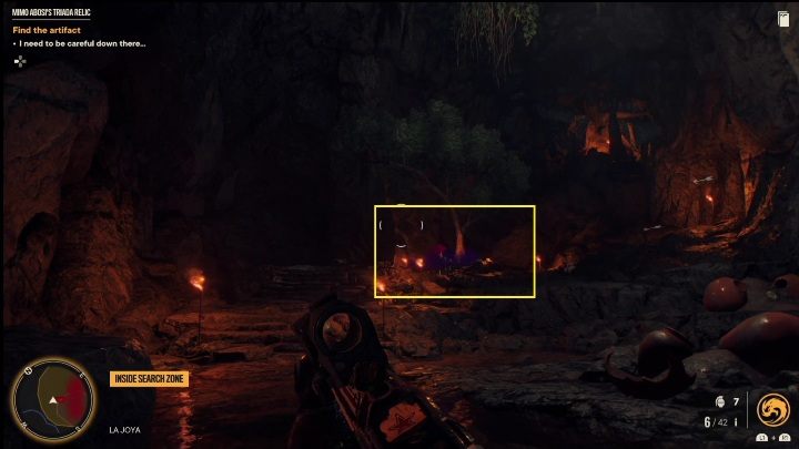 Otwórzcie drzwi od windy, zahaczcie linę do wspinaczki i spuśćcie się na sam dół jaskini - Far Cry 6: Relikwia Triady Mimo Abosiego - Wyprawy po skarby (El Este) - Far Cry 6 - poradnik do gry