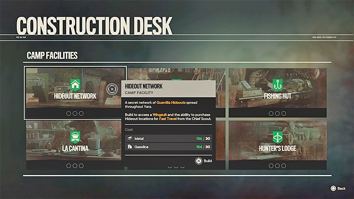 Dostępne projekty obiektów do wybudowania to - Far Cry 6: Obozy partyzantów i ich rozbudowa - Far Cry 6 - poradnik do gry